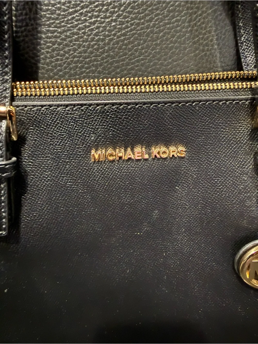 Michael Kors Black Saffiano Leather Tote with Gold Hardware